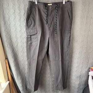 St. John’s Bay Pants Mens Large Grey Gray Drawstring Cargo Cotton Blend